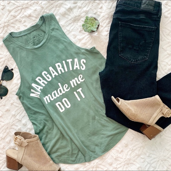 Margaritas Made Me Do It Green Racerback Tank - Picture 1 of 4